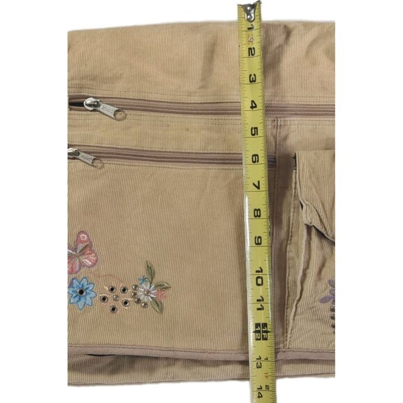 Mudd Vintage Denim Messenger Bag 00s Y2K Beige Floral Embroidered Crossbody - Picture 4 of 16
